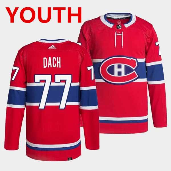 Youth Montreal Canadiens #77 Kirby Dach Red Adidas Stitched Jersey Dzhi->nhl youth jerseys->NHL Jersey